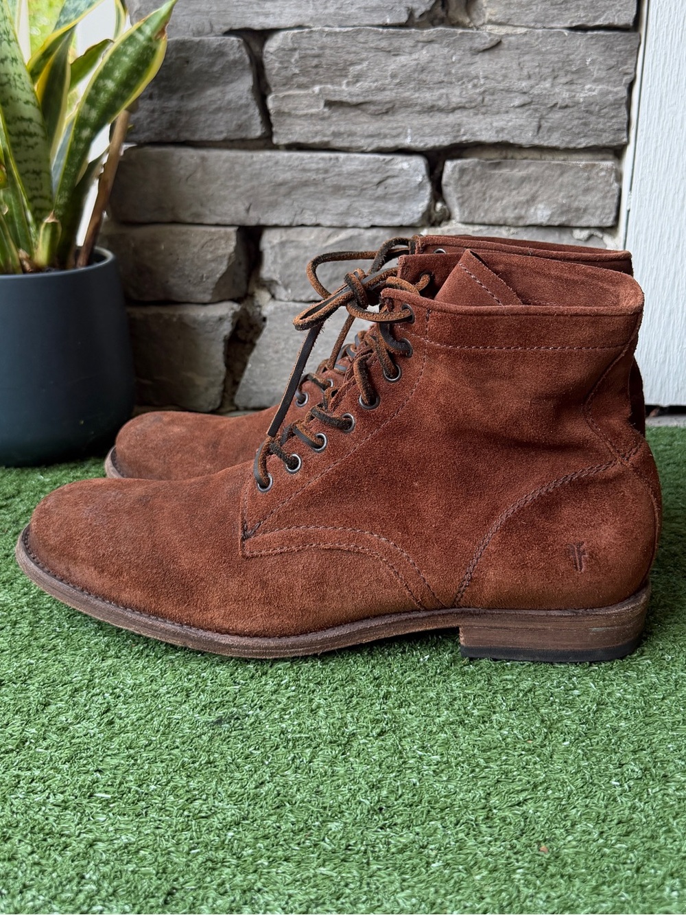 Frye Tyler Flex Brown Suede Leather Mens Boots